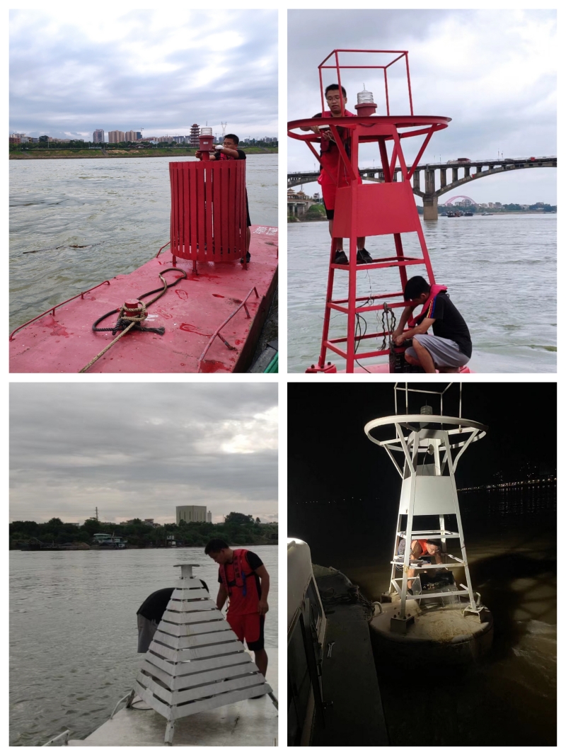 平南西江大桥浮鼓标志出现移位，航标员利用一体化平台定位恢复（余振晖摄）.jpg